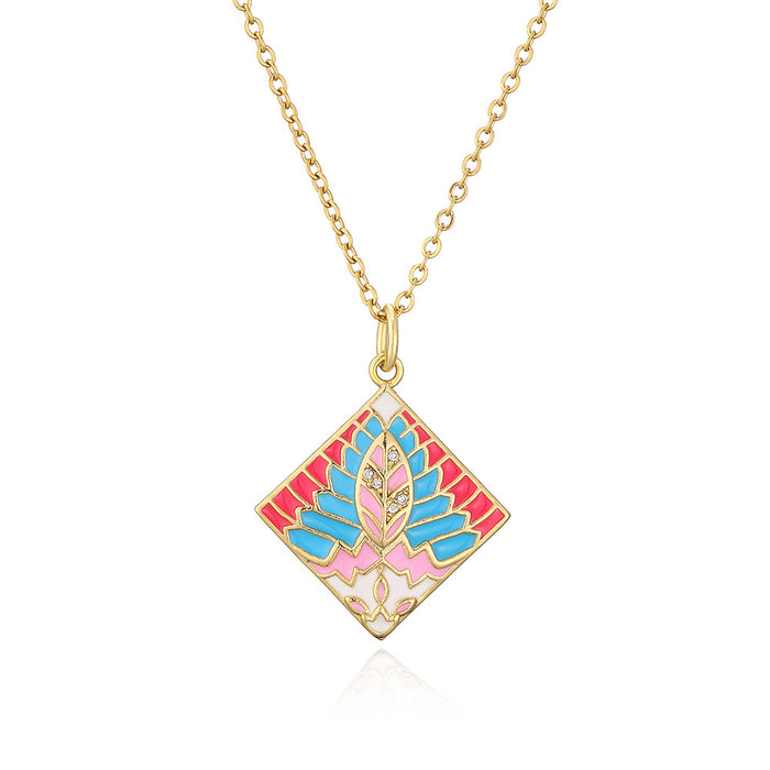 Wholesale Necklaces Copper Zircon Bohemian Hand Painted Geometric JDC-NE-PREMAG001