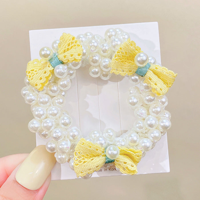 Wholesale Bow Knot Pearl Hair Ring High Elasticity Headband JDC-HS-I415