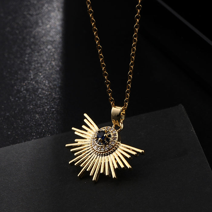 Wholesale Necklaces Titanium Steel Zircon Openwork Devil's Eye MOQ≥2 JDC-NE-ShangY023