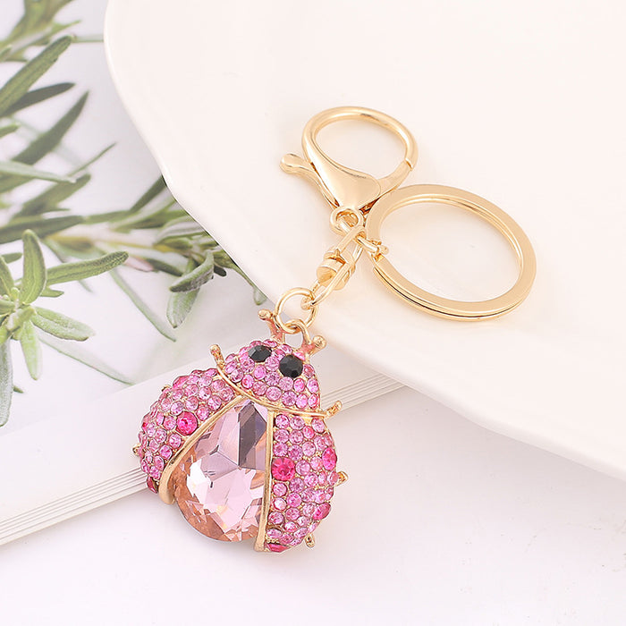 Wholesale Keychains Zinc Alloy Rhinestone Ladybug Cute MOQ≥4 JDC-KC-YuanFei002