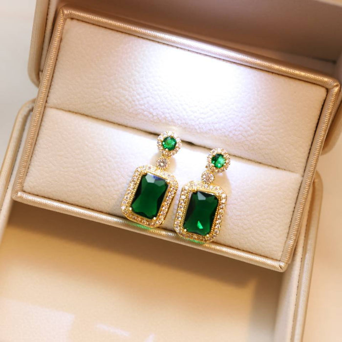 Wholesale Necklace Stainless Steel Emerald Ring Earrings Set JDC-NE-MingYuan006