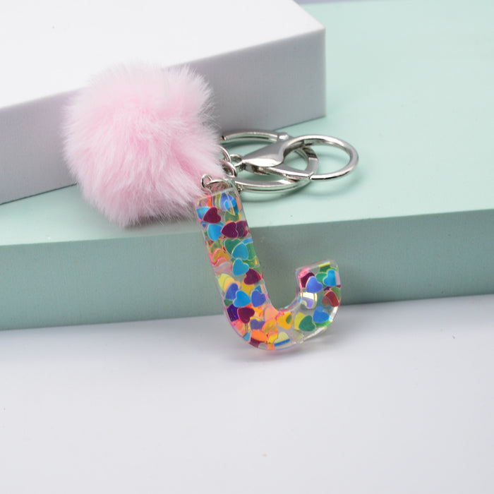 Jewelry WholesaleWholesale love sequin resin drip glue 26 English letter keychains MOQ≥2 JDC-KC-YiWa001 Keychains 伊娃 %variant_option1% %variant_option2% %variant_option3%  Factory Price JoyasDeChina Joyas De China