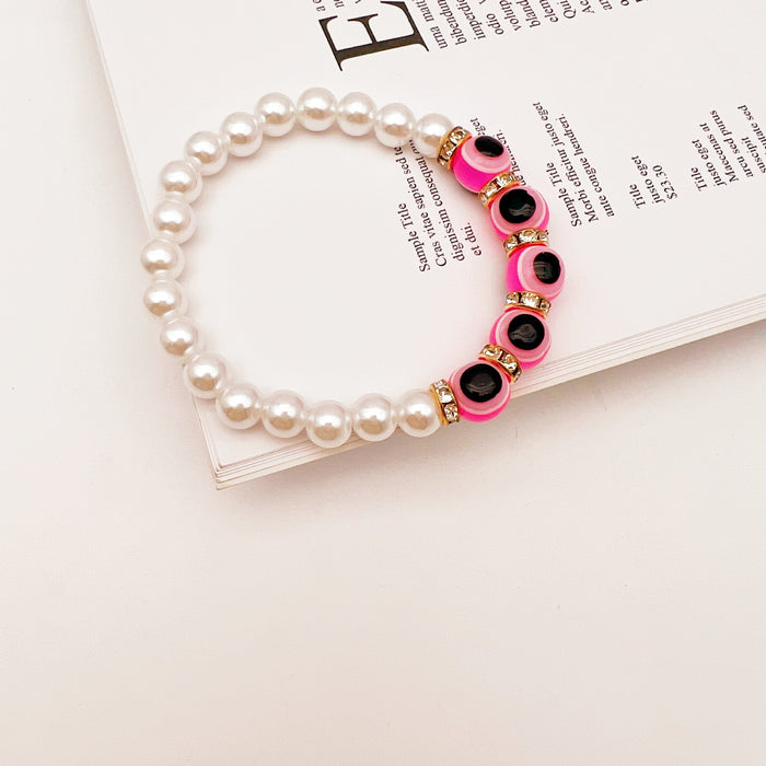 Wholesale Retro Devil Eyes Blue Eyes Girlfriends Pearl Bracelet MOQ≥2 JDC-BT- QingH001