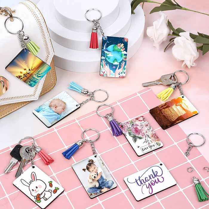 Wholesale Blank Keychains  Handmade DIY Density Board  Blank Keychains 30pcs/set MOQ≥2 JDC-KC-CYing002