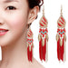 Jewelry WholesaleWholesale Boho Rice Beads Feather Tassel Alloy Earrings JDC-ES-Daiq030 Earrings 黛茜 %variant_option1% %variant_option2% %variant_option3%  Factory Price JoyasDeChina Joyas De China