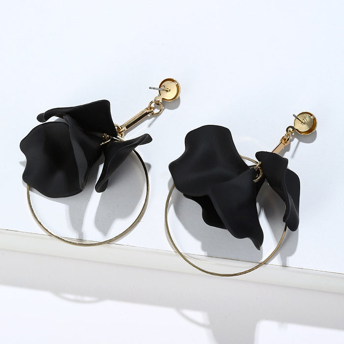 Wholesale Earrings Alloy Acrylic Circle Flowers MOQ≥2 JDC-ES-yefen011