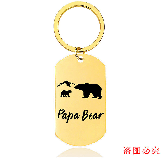 Wholesale Metal Keychain Bear Father's Day Gift Lettering Keychain MOQ≥2 JDC-KC-GangGu044