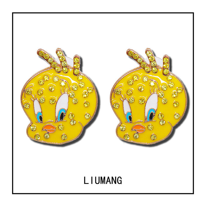 Jewelry WholesaleWholesale cartoon earrings with diamonds asymmetric drip oil JDC-ES-LIUM054 Earrings 榴芒 %variant_option1% %variant_option2% %variant_option3%  Factory Price JoyasDeChina Joyas De China