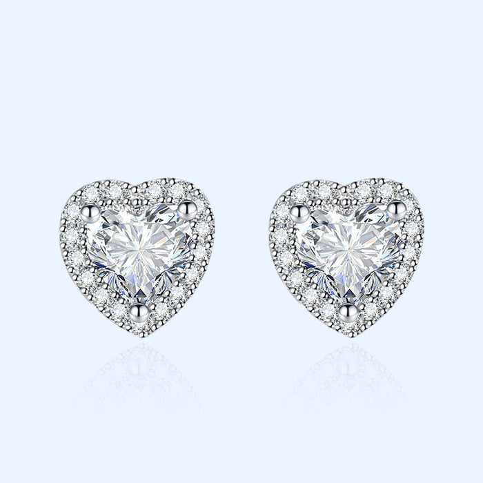 Jewelry WholesaleWholesale inlaid with diamond heart plated silver stud earrings JDC-ES-BZ002 Earrings 标志 %variant_option1% %variant_option2% %variant_option3%  Factory Price JoyasDeChina Joyas De China