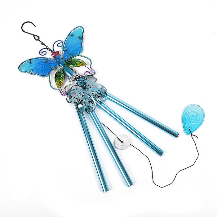 Wholesale Butterfly Painted Metal Iron Glass Wind Chimes JDC-WC-ZYang006