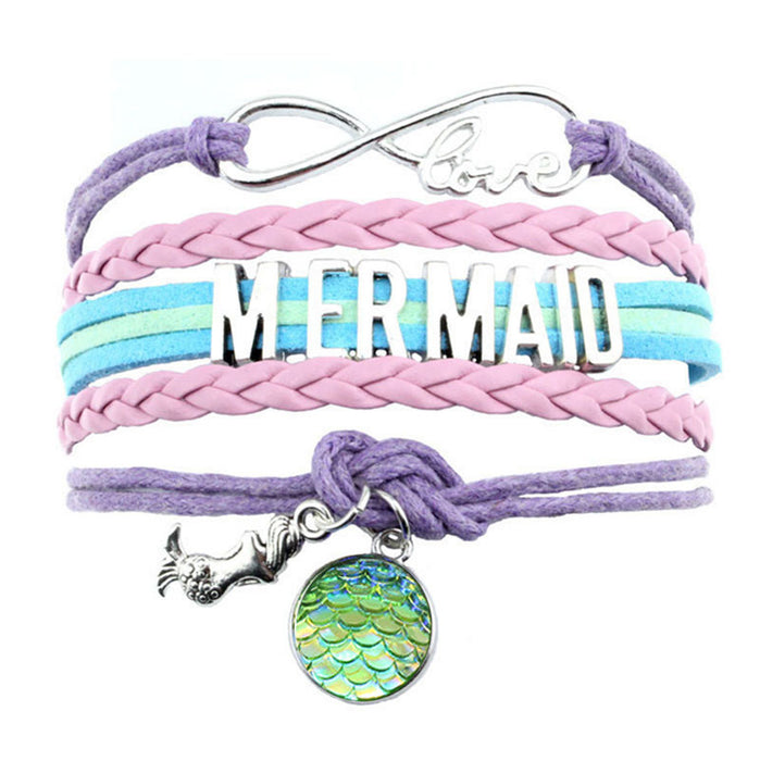 Wholesale Bracelet Alloy Mermaid Fish Scale Hand Woven Bracelet MOQ≥2 JDC-BT-FengR004