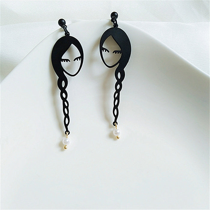 Wholesale Earrings Metal Cartoon Girls Ponytail Stud Earrings JDC-ES-AiMei030