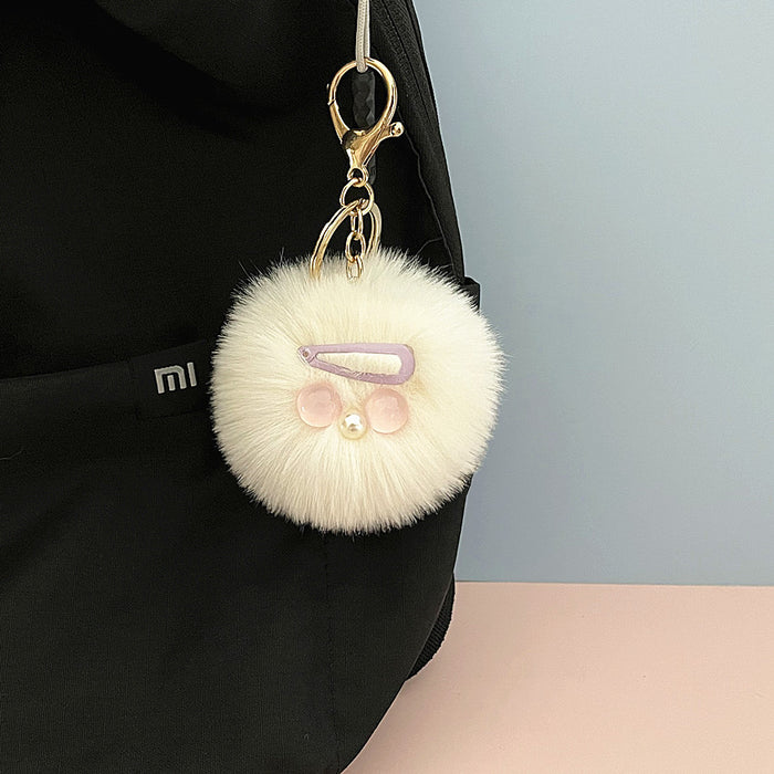 Wholesale Imitation Mink Hair Clip Hair Ball Keychain MOQ≥2 JDC-KC-YYue002