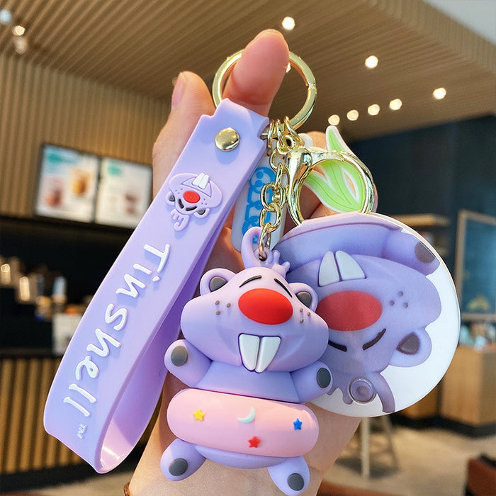 Wholesale Keychain PVC Cartoon Cute Swimming Ring Hamster MOQ≥2 JDC-KC-MSi025