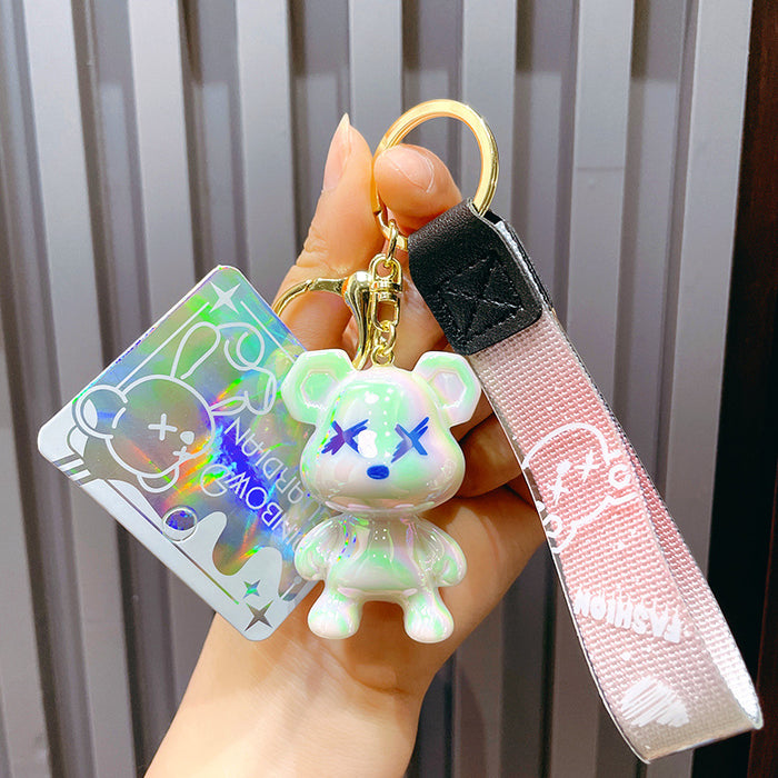 Wholesale cartoon gradient color graffiti bear keychain JDC-KC-LeZ008