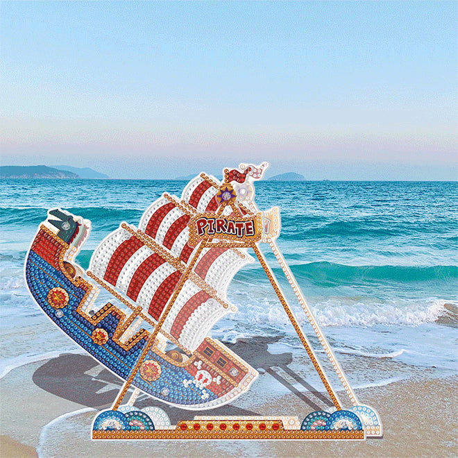 Wholesale DIY Diamond Painting Swinging Pirate Ship Acrylic Ornament MOQ≥2 JDC-DIY-JSen002