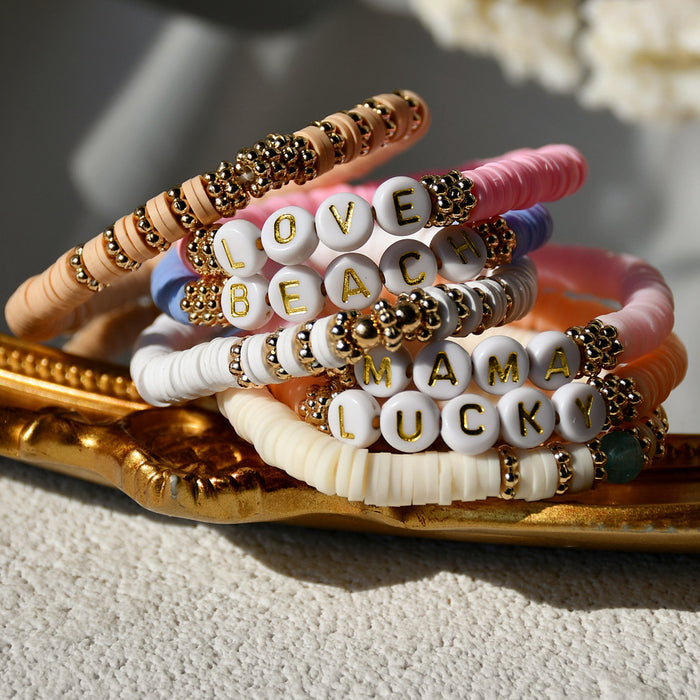 Wholesale Boho Soft Pottery Letter Bracelet Combination Set JDC-BT-YF008