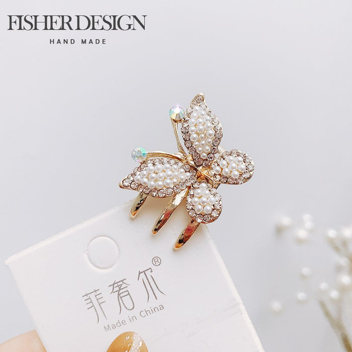 Wholesale Hair Clips Butterfly Opal Rhinestone Alloy JDC-HC-FSE001