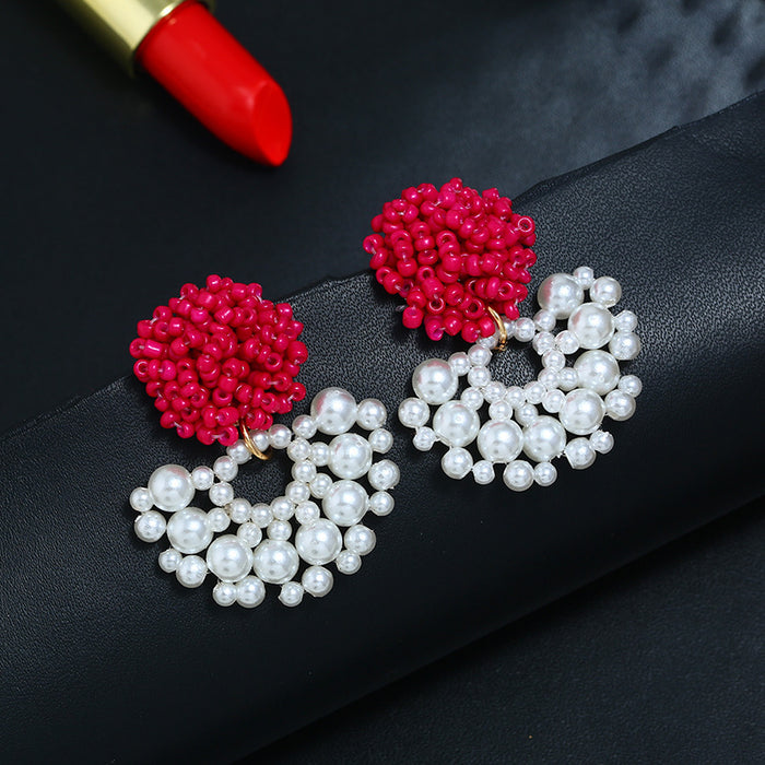 Jewelry WholesaleWholesale bohemian scalloped pearl rice bead earrings JDC-ES-KaiQ014 Earrings 凯庆 %variant_option1% %variant_option2% %variant_option3%  Factory Price JoyasDeChina Joyas De China