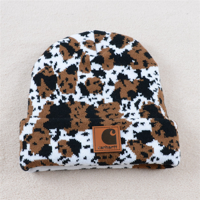 Wholesale Hat Cotton Cow Pattern Knit Hat Double Layer MOQ≥2 (F) JDC-FH-KuT003