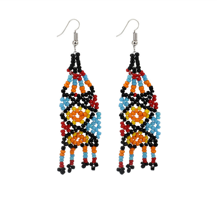 Wholesale Handmade Rice Beads Tassel Earrings MOQ≥2 JDC-ES-Yir005