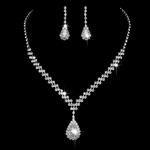 Jewelry WholesaleWholesale Bridal Wedding Exquisite Water Drop Crystal Necklace Earrings Set JDC-NE-Yaqian001 Necklaces 雅茜 %variant_option1% %variant_option2% %variant_option3%  Factory Price JoyasDeChina Joyas De China