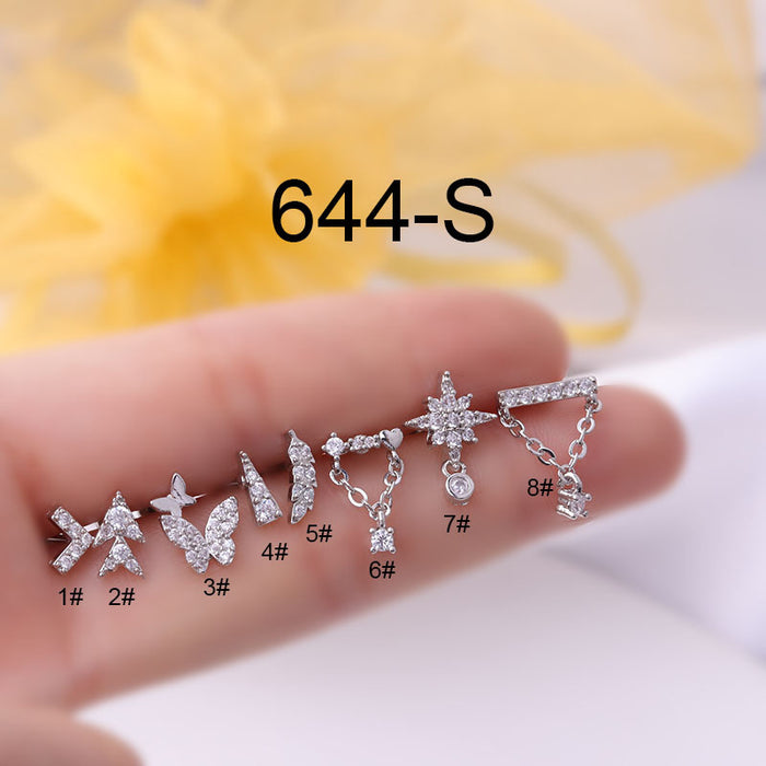 Jewelry WholesaleWholesale stainless steel screw screw screw ball piercing stud earrings MOQ≥2 JDC-ES-Henst008 Piercings 亨森 %variant_option1% %variant_option2% %variant_option3%  Factory Price JoyasDeChina Joyas De China