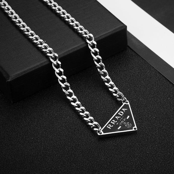 Jewelry WholesaleWholesale triangle drip oil English letter titanium steel necklace JDC-NE-ShiY008 Necklaces 仕缘 %variant_option1% %variant_option2% %variant_option3%  Factory Price JoyasDeChina Joyas De China