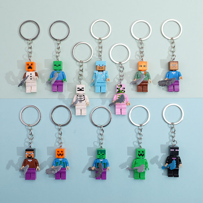 Wholesale Cartoon Plastic Building Blocks Keychain (M) JDC-KC-QMou011