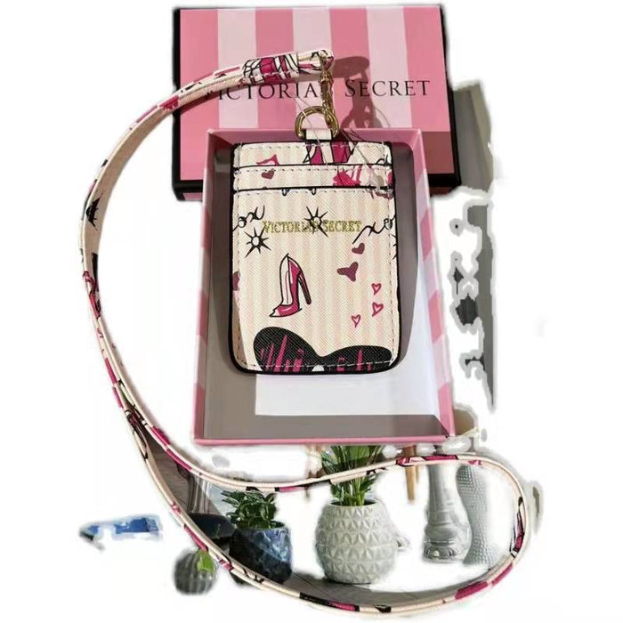 Wholesale Victoria PU Leather Card Sleeve Lanyard Keychain (F) JDC-KC-XQL002