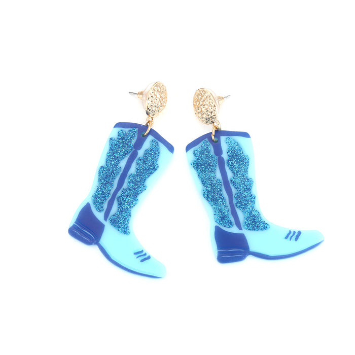 Wholesale Colorful Acrylic Cowboy Boots Earrings JDC-ES-ManY038