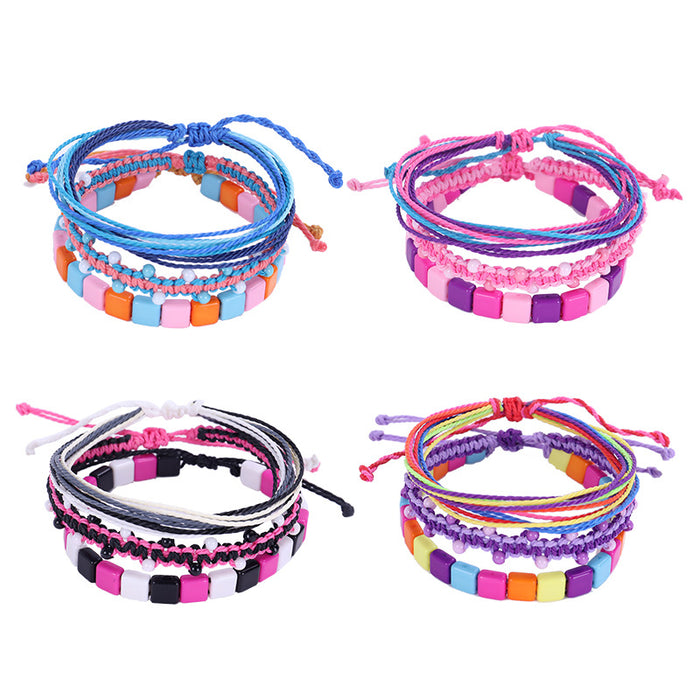 Wholesale Hand Braided Acrylic Colorful Rope Braids Multilayer Bracelet JDC-BT-ZengZ024