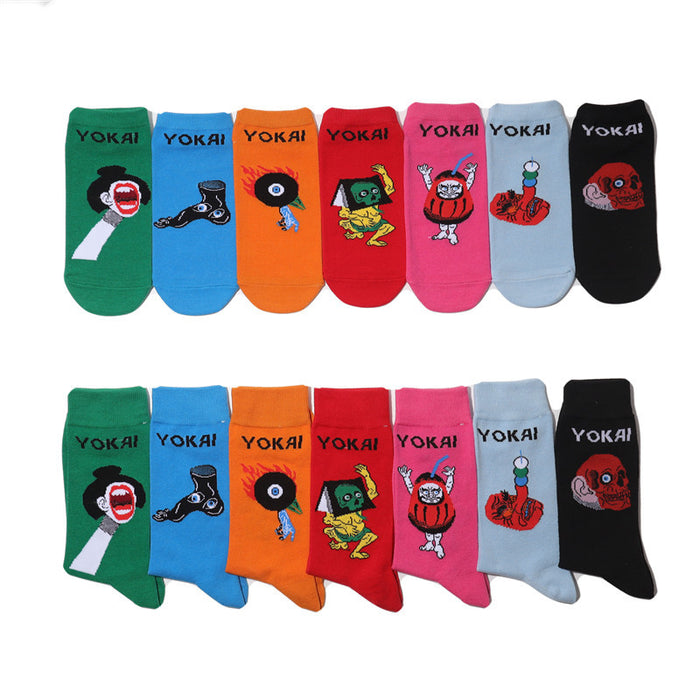 Wholesale socks fabric cartoon medium tube cute character (M) JDC-SK-HuiHe002