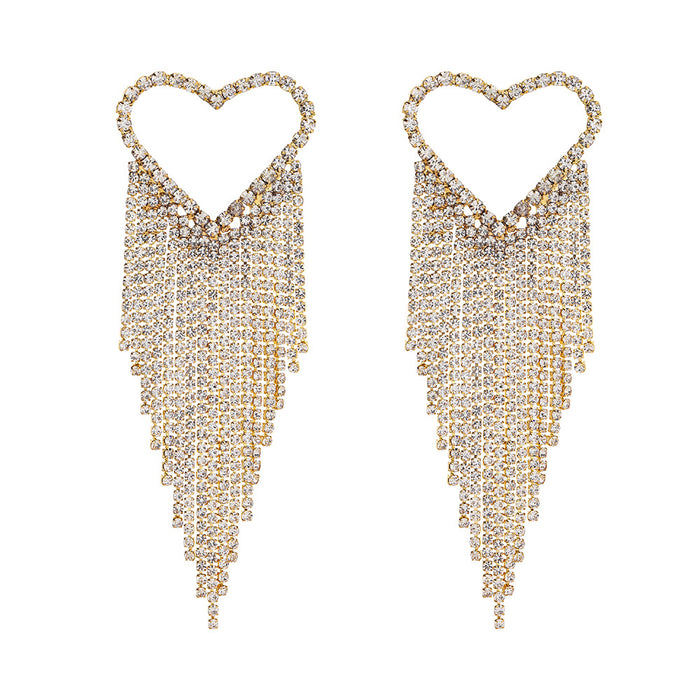 Wholesale Earrings Alloy Rhinestone Valentine's Day Heart Tassel JDC-ES-JUYAO013