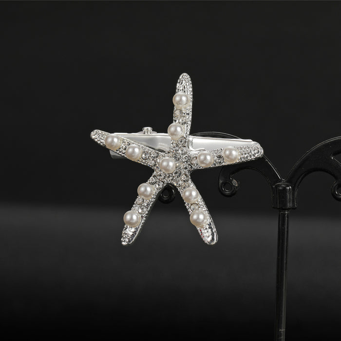 Wholesale Hair Clips Alloy Rhinestones Starfish Bridal Headwear JDC-HC-GSML001