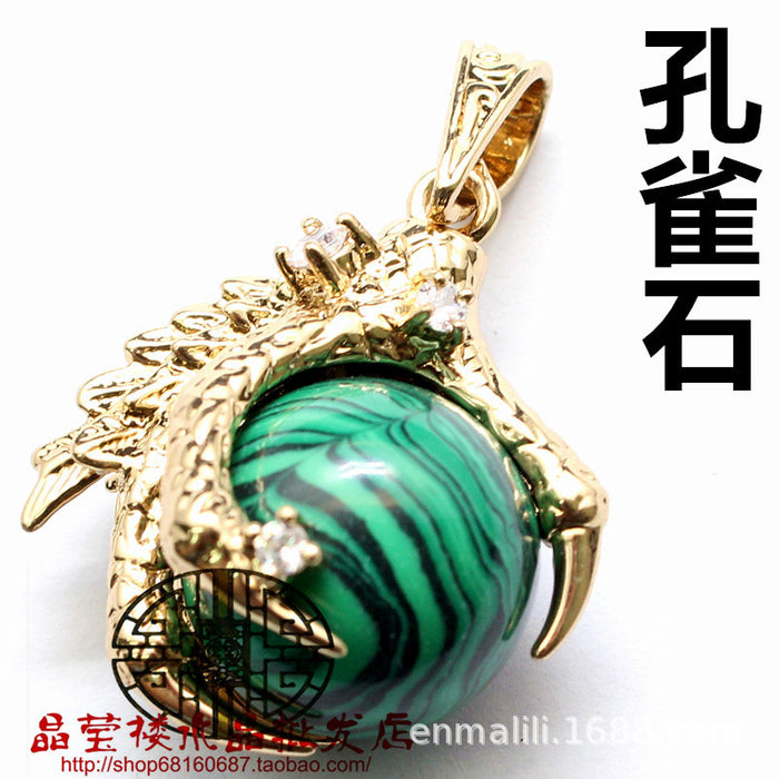 Jewelry WholesaleWholesale golden dragon claw round bead Red Striped Stone Necklace JDC-NE-Jinshe001 Necklaces 烨贝 %variant_option1% %variant_option2% %variant_option3%  Factory Price JoyasDeChina Joyas De China