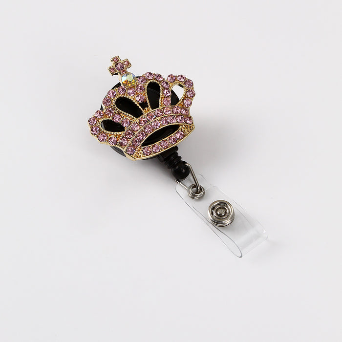 Wholesale Keychains For Backpacks Diamond Crown Easy Pull Buckle ID Card Buckle MOQ≥3 JDC-KC-WHao003