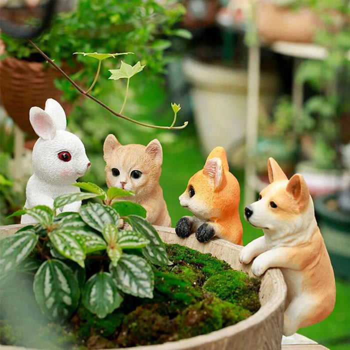 Wholesale Ornament Resin Crafts Cat Corgi Rabbit Hanging Basin Small Animals MOQ≥2 JDC-OS-HongYu003