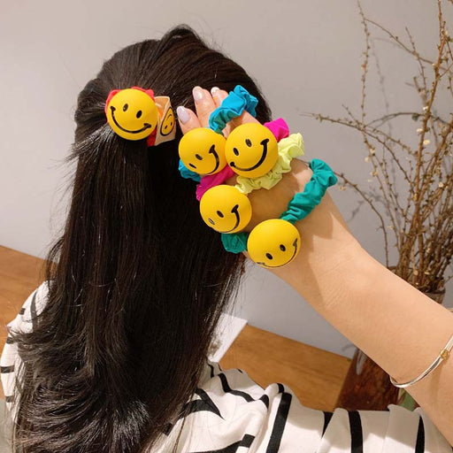 Jewelry WholesaleWholesale candy color color matte yellow smiley face band children adult hair cord JDC-HS-GSFS014 Hair Scrunchies 夙尚 %variant_option1% %variant_option2% %variant_option3%  Factory Price JoyasDeChina Joyas De China