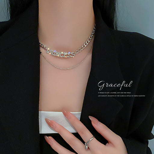 Jewelry WholesaleWholesale diamond-encrusted letter star double alloy necklace JDC-NE-BaoY006 Necklaces 宝钰 %variant_option1% %variant_option2% %variant_option3%  Factory Price JoyasDeChina Joyas De China