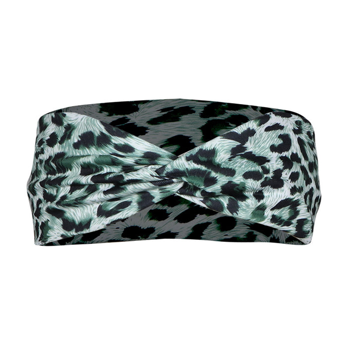 Wholesale Headband Fabric Leopard Print Cross Yoga Running Fitness MOQ≥2 JDC-HD-FanM003