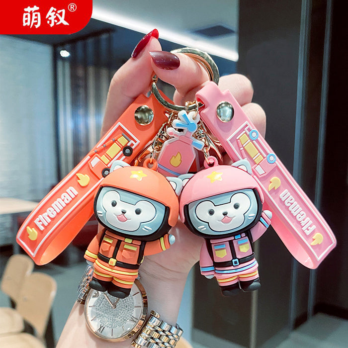 Jewelry WholesaleWholesale Cartoon Firefighter Raccoon Jun Soft Glue Keychain JDC-KC-GSXM078 Keychains 萌叙 %variant_option1% %variant_option2% %variant_option3%  Factory Price JoyasDeChina Joyas De China