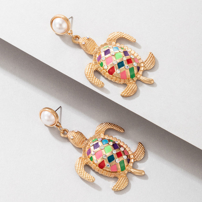 Wholesale Pearl Color Turtle Diamond Alloy Earrings JDC-ES-C188