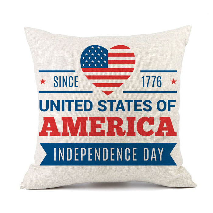 Wholesale 4th of July Independence Day Linen Pillowcase MOQ≥2 JDC-PW-OuH003