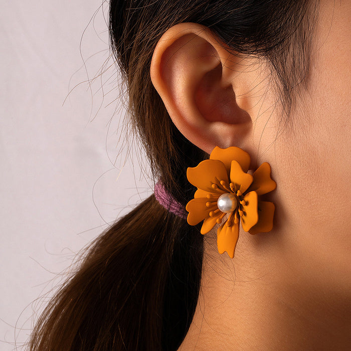 Wholesale Earrings Alloy Multicolor Flower Stud Earrings MQO≥2 JDC-ES-huilm007