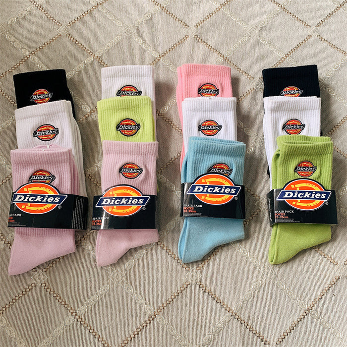 Wholesale Sock Combed Cotton Leisure Sports Mid Tube Sweat Absorption 3pcs (F) MOQ≥3 JDC-SK-HongMian003