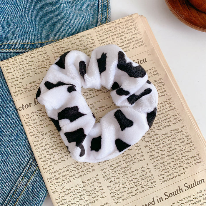 Wholesale plush cow pattern hair ring large intestine ring headdress JDC-HS-YuTing002