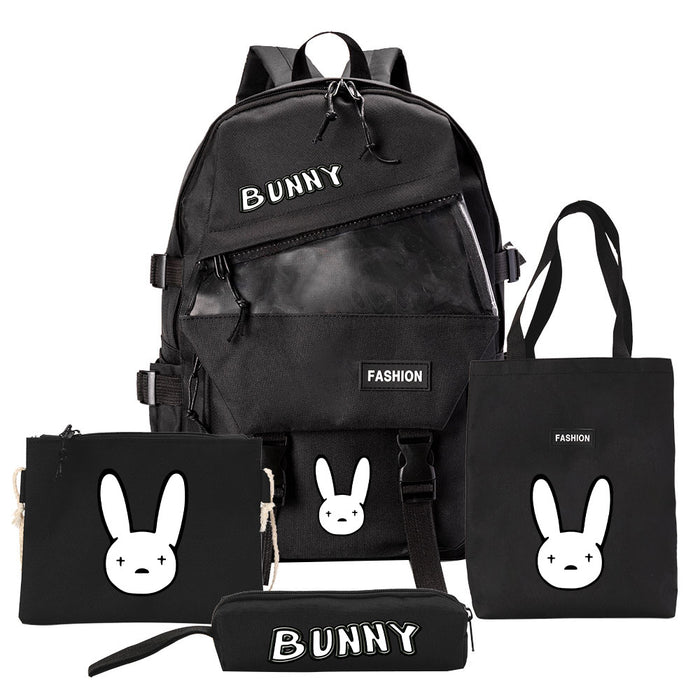 Wholesale Backpack Canvas Cute Cartoon Casual Shoulder Bag Pen Bag 4 Piece Set (F) JDC-BP-Tangs001