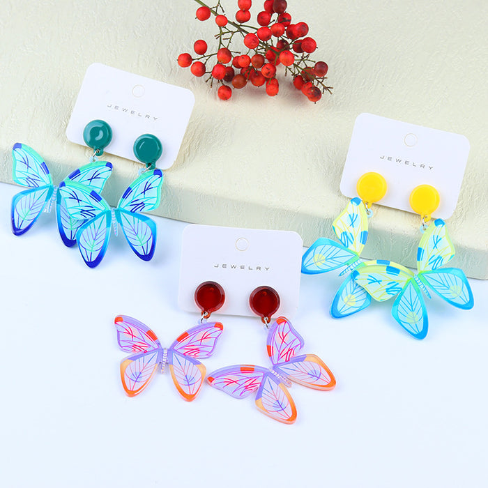 Wholesale Big Butterfly Simple Fashion Embossed Print Earrings MOQ≥2 JDC-ES-DUAI007