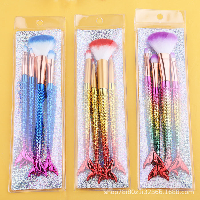 Wholesale Soft Six Color Makeup Brush Soft Hair Mermaid Set Nylon Hair 4pcs JDC-MB-YiM001